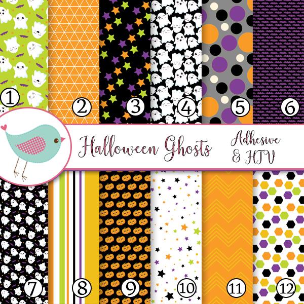 Halloween Ghosts Pumpkin Orange Vinyl Sheets School Print Adhesive Vinyl Heat Transfer Craft Vinyl Pattern Vinyl