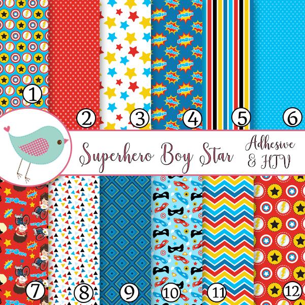 Superhero Boys Stars Stripe Vinyl Print Adhesive Vinyl Heat Transfer Craft Vinyl Pattern Vinyl