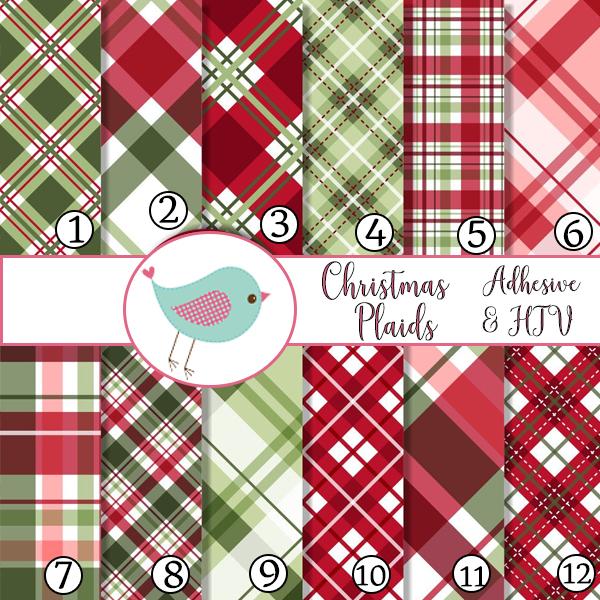 Christmas Red & Green Plaids Flannel Adhesive Vinyl Heat Transfer Craft Vinyl Pattern Vinyl