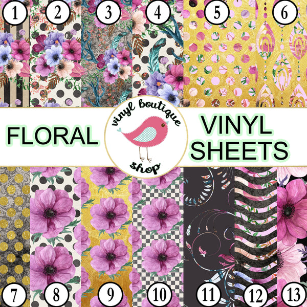 Floral print Adhesive Heat Transfer Vinyl Sheet - Vinyl Boutique Shop